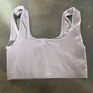 Women's Ribbed Crop Top - Gray